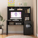 Computer Desk with Hutch & Bookshelf,Wood Executive Desk Teens Student Desk Writing Laptop Home Office Desk with Drawers,3 AC Outlets and 2 USB Charging Ports,Study Laptop Table for Home(Black) - DTYStore