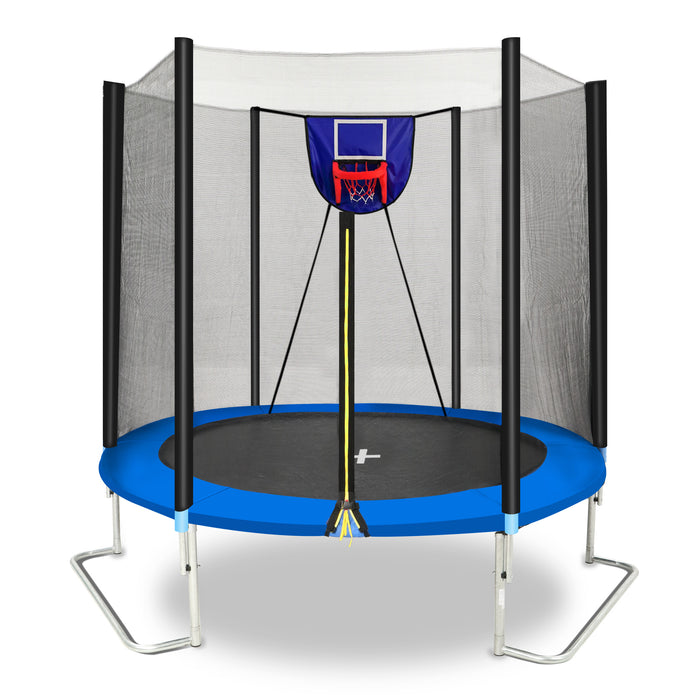 YC 8FT Trampoline Outer Net with Soft Basketball board, ball and inflator(Blue) - DTYStore