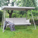 Outdoor Patio 3 seaters Metal Swing Chair Swing bed with Cushion and Adjustable Canopy Champagne Color - DTYStore