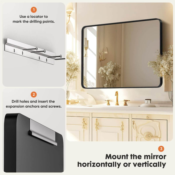 Bathroom Mirror Vanity Mirror for Wall,Aluminum Alloy Framed Wall Mirror Farmhouse,40"Ã—30" - DTYStore