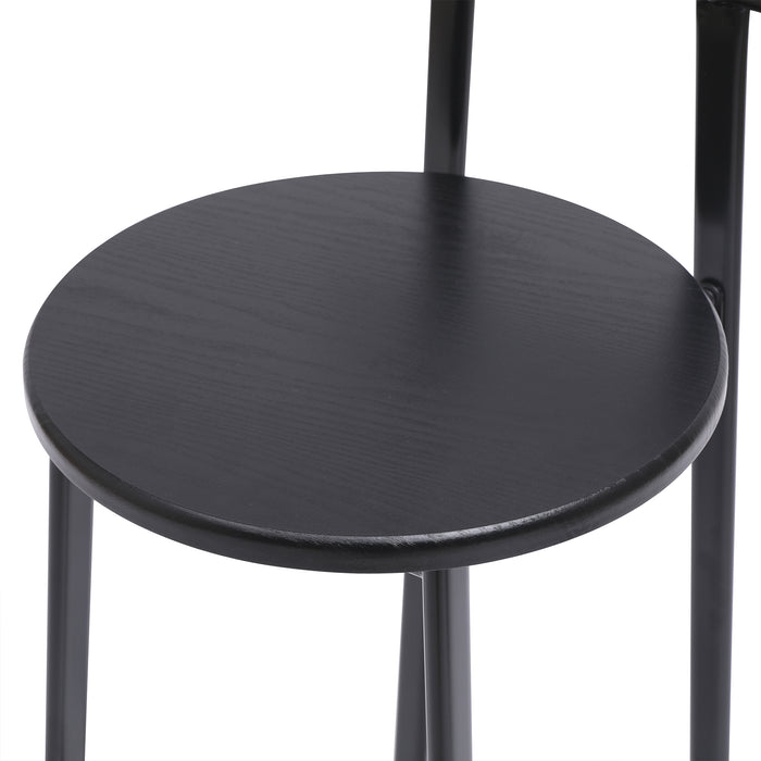 27''H Barstool Set of 3 Wooden Round Bar Stools with Footrest Modern Kitchen Chairs for Counter (Black & Black) - DTYStore