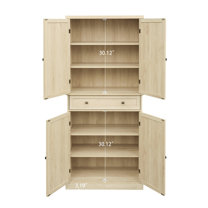 4 Door Cabinet with 1 Drawer, with 4 Adjustable Inner Shelves, Storage Cabinet