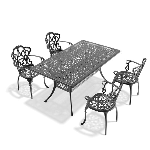 (Cushions In Random Colors)5-Piece Set Of Cast Aluminum Patio Furniture With Cushions - DTYStore