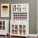 71' Pantry Storage Cabinet with Microwave Oven Countertop, Freestanding Hutch Cabinet with 3 Adjustable Shelves, 5 glass Doors and 1 Large Drawer-White - DTYStore