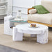 A modern, fashionable, and durable marble textured MDF coffee table with a side table. Match with multiple scenes. Suitable for living room and bedroom.