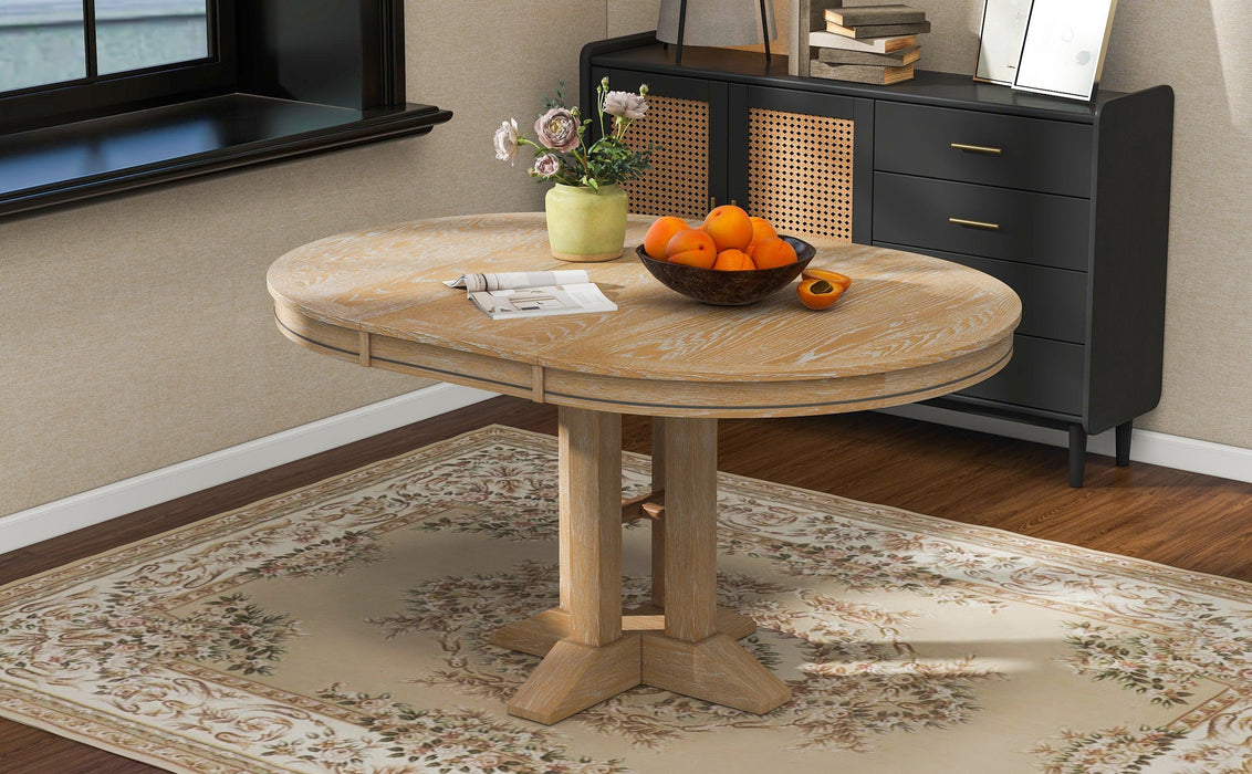 Farmhouse Dining Table Extendable Round Table for Kitchen, Dining Room