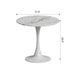 31.4 "round dining table, medieval white marble patterned tulip dining table, 2-3 person metal base dining table, easy to assemble casual coffee table, office desk - DTYStore