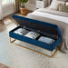 58.6" Bed Bench Metal Base with Storage Navy Blue Velvet