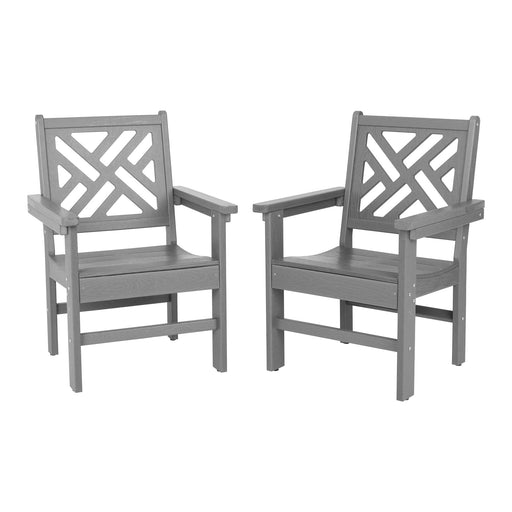 HDPE Outdoor Dining Chairs, Set of 2, Patio Garden Chairs, Porch Chairs, Weather Resistant, Grey - DTYStore