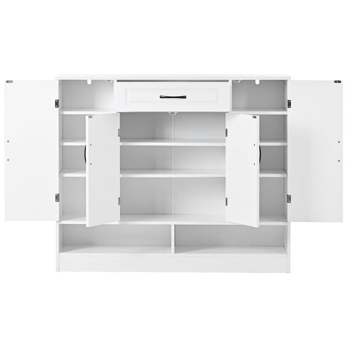 Sleek and Modern Shoe Cabinet with Adjustable Shelves, Minimalist Shoe Storage Organizer with Sturdy Top Surface, Space-saving Design Side Board for Various Sizes of Items, White