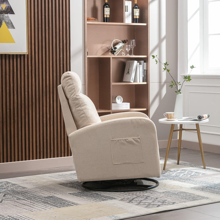 JiaDa Upholstered Swivel Glider.Rocking Chair for Nursery in Beige.Modern Style One Left Bag