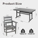 5 Piece HDPE Patio Outdoor Furniture Set for 4, Dining Table and Chairs,51'' Outdoor Dining Table , Outdoor Dining Set for Garden, Backyard, Lawn, and Poolside(grey) - DTYStore