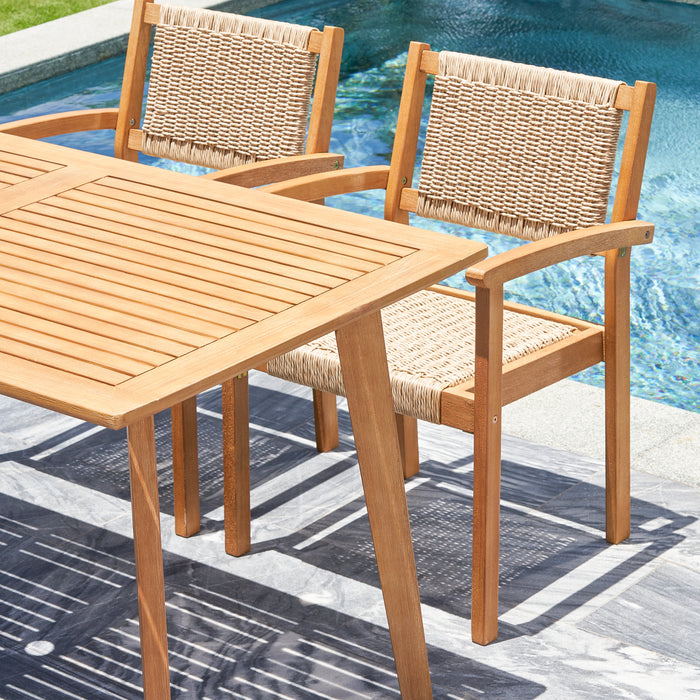 Mauricio 5-Piece Acacia Wood Dining Set with Stacking Chair - DTYStore