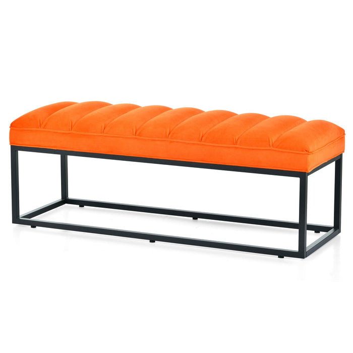 Metal Base Upholstered Bench for Bedroom for Entryway