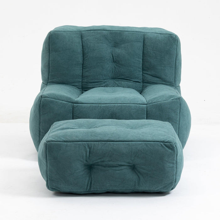 Fluffy bean bag chair, comfortable bean bag for adults and children, super soft lazy sofa chair with memory foam and ottoman, indoor modern focus bean bag chair for living room, bedroom, apartment - DTYStore