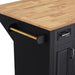 54inch Large Kitchen Island with Rubber Wood Drop Leaf, Embossed Texture Rolling Kitchen Cart on 4 Wheels with 4 Doors and 3 Drawers, Kitchen Island with Storage for Kitchen, Dining Room,Black - DTYStore