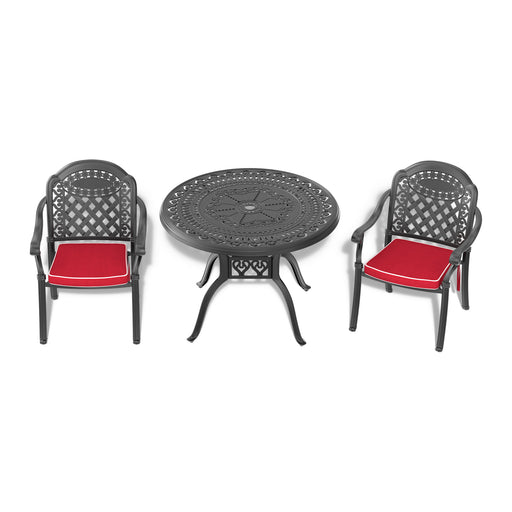 (Cushions In Random Colors)3-Piece Set Of Cast Aluminum Patio Furniture With Cushions - DTYStore