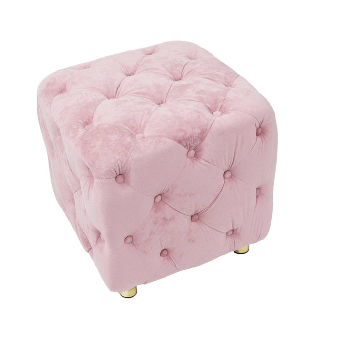 Pink Modern Velvet Upholstered Ottoman, Exquisite Small End Table, Soft Foot Stool,Dressing Makeup Chair, Comfortable Seat for Living Room, Bedroom, Entrance