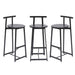 27''H Barstool Set of 3 Wooden Round Bar Stools with Footrest Modern Kitchen Chairs for Counter (Black & Black) - DTYStore