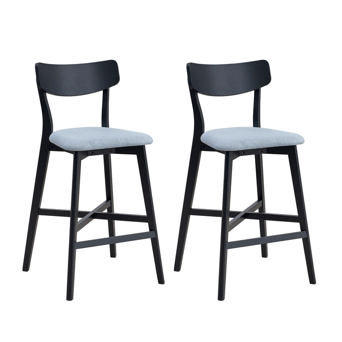 Wooden Bar Chairs Set of 2, Modern Soft Upholstered Kitchen Island Chairs, Counter Height Stool with Backrest,Wooden Frame Chairs with Footrest for Pub,Living Room,Restaurant,Black - DTYStore