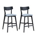 Wooden Bar Chairs Set of 2, Modern Soft Upholstered Kitchen Island Chairs, Counter Height Stool with Backrest,Wooden Frame Chairs with Footrest for Pub,Living Room,Restaurant,Black - DTYStore