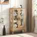 2 Doors Curio Cabinet with Tempered Glass Doors and Mirrored Back Panel, Lighted Display Cabinet for Home and Office