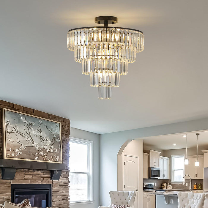 Black large crystal chandelier, modern style chandelier, dining room, living room, bedroom (Bulbs Not Included) - DTYStore