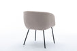 039-Set of 1 Boucle Fabric Dining Chair With Black Metal Legs,Light Coffee - DTYStore
