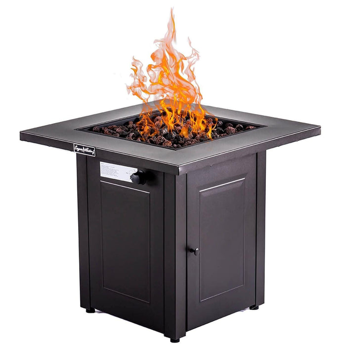 28in Outdoor Propane Fire Pit Table, 50,000BTU Gas Firepit with Lid, ETL Certified for Garden Patio Fire Pits Table