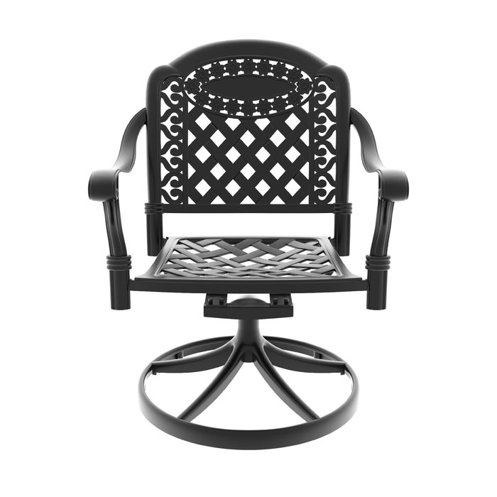 Cast Aluminum Patio Swivel Chair 2PCS With Black Frame and Cushions In Random Colors - DTYStore