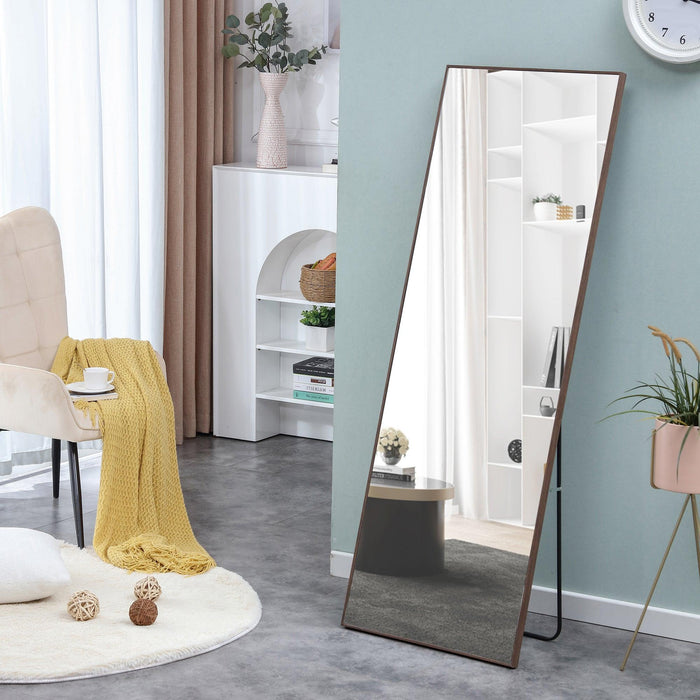 Brown Solid Wood Frame Full-length Mirror, Dressing Mirror, Bedroom Home Porch, Decorative Mirror, Clothing Store, Floor Mounted Large Mirror, Wall Mounted.63"*19"