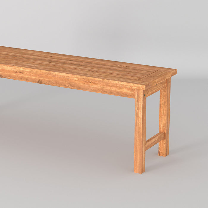 Modern Slat-Top Solid Wood Patio Bench - Brown - DTYStore