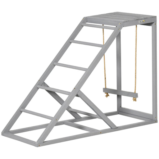 Chicken Activity Play for Healthy & Happy Animals, Swing Set with Chicken Perches & Hen Ladder, Chicken Coop Toy, Gray - DTYStore