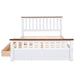 Queen Size Wood Platform Bed with Two Drawers and Wooden Slat Support,White+walnut