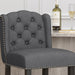 Vienna Contemporary Fabric Tufted Wingback 31 Inch Counter Stools, Set of 2, Charcoal and Dark Brown - DTYStore