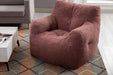 010-Soft Teddy Fabric Tufted Foam Bean Bag Chair With Teddy Fabric Coffee