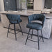 26' Bar Chair Suede Woven Bar Stool Set of 2,Black legs Barstools No Adjustable Kitchen Island Chairs,360 Swivel Bar Stools Upholstered Bar Chair Counter Stool Arm Chairs with Back Footrest (Blue) - DTYStore