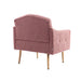 COOLMORE Modern Accent Chair with Arms, Tufted Decorative Fabric Armchair with Gold Metal Legs, Upholstered Reading Chair for Living Room Bedroom Office (Brush Pink Teddy)