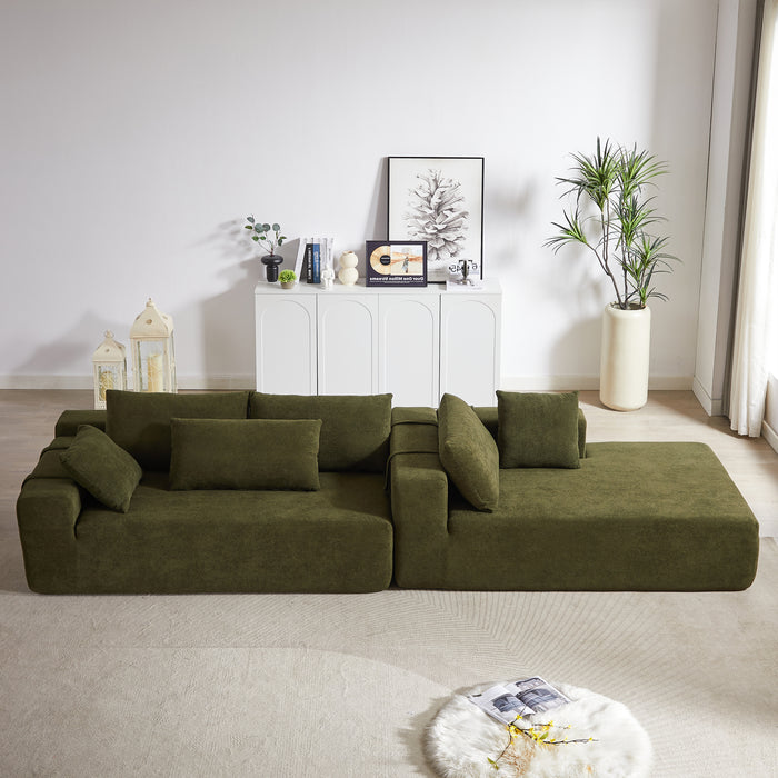 Modern Chenille Upholstered Sectional Sofa Couch Set,Modular 108" L Shaped Sectional Living Room Sofa Set With 6 Pillows,Free Combination Sofa Couch for Living Room,Bedroom(Right Chaise) - DTYStore