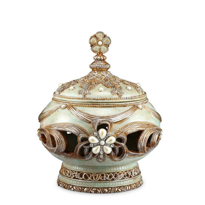 11.25" Tall Polyresin Decorative Jewelry Box, Vintage Rose Design