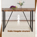 A minimalist retro rectangular dining table with a specially textured top and black metal legs.Contemporary Minimalist MDF Dark Wood Textured Tabletop.Able To Give People A Visual Beauty With Rules. - DTYStore