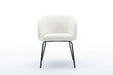 039-Set of 1 Boucle Fabric Dining Chair With Black Metal Legs,Ivory - DTYStore
