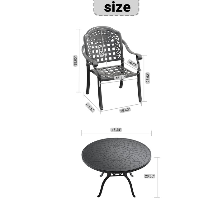 (Cushions In Random Colors)5-Piece Set Of Cast Aluminum Patio Furniture With Cushions - DTYStore