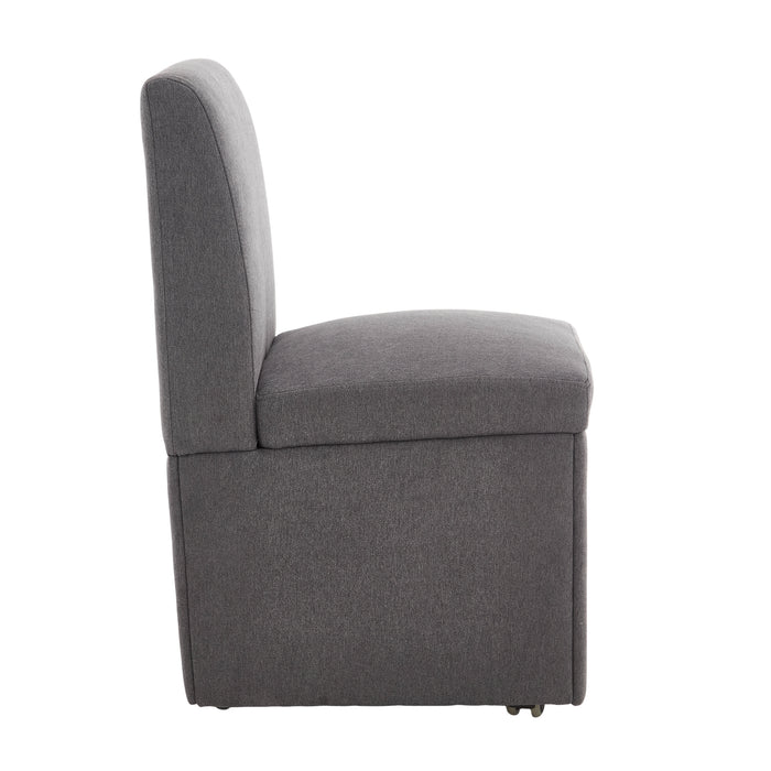 360 Degree Swivel Upholstered Dining Chairs Set of 2 Swivel Dining Room Chairs Kitchen Chairs Casters & Storage Comfy Modern Rolling Chair for Living Room Fabric Armless Chair - DTYStore