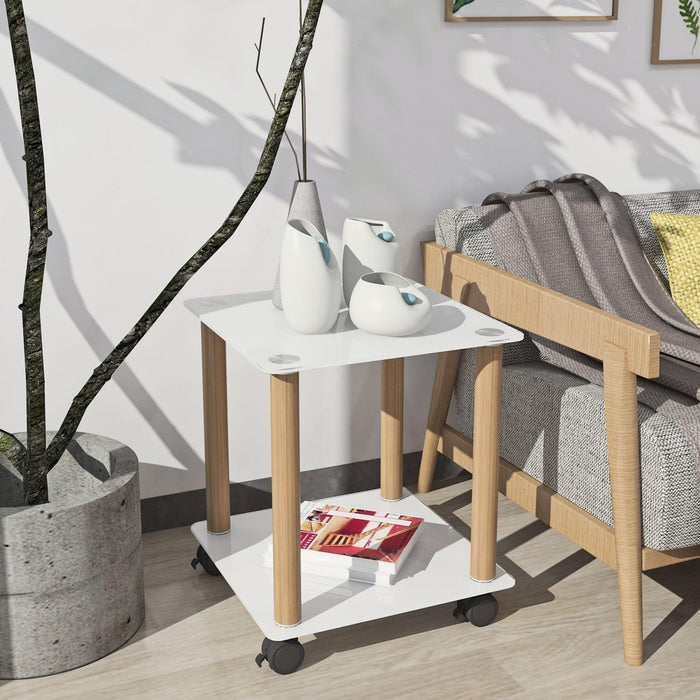 Modern 2-Tier Side Table with Storage Shelf, Sofa Table, and Night Stand