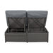 Outdoor Double Sunbed, Wicker Rattan Patio Reclining Chairs, Conversational Set for 2 Person