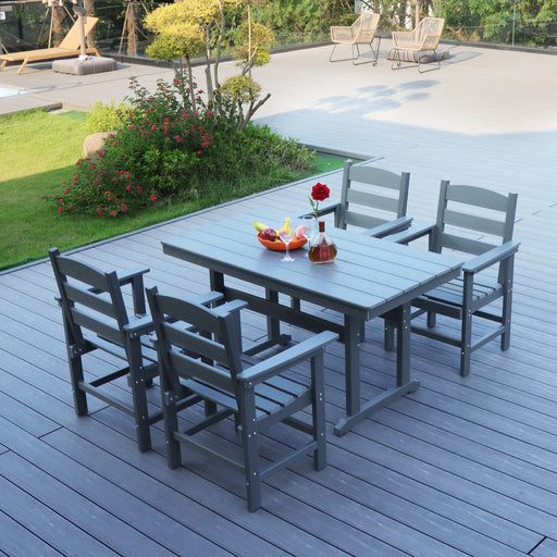 5 Piece HDPE Patio Outdoor Furniture Set for 4, Dining Table and Chairs,51'' Outdoor Dining Table , Outdoor Dining Set for Garden, Backyard, Lawn, and Poolside(grey) - DTYStore