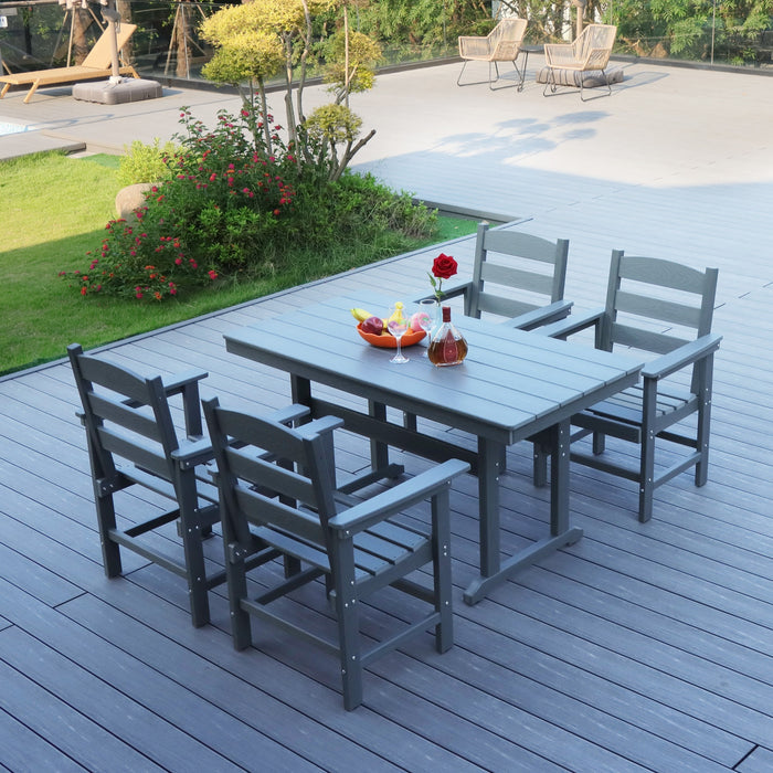 5 Piece HDPE Patio Outdoor Furniture Set for 4, Dining Table and Chairs,51'' Outdoor Dining Table , Outdoor Dining Set for Garden, Backyard, Lawn, and Poolside(grey) - DTYStore