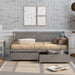 Daybed with two drawers, Twin size Sofa Bed,Storage Drawers for Bedroom,Living Room ,Grey