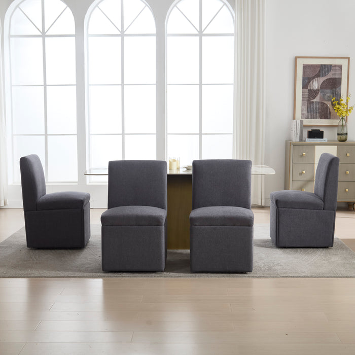 360 Degree Swivel Upholstered Dining Chairs Set of 2 Swivel Dining Room Chairs Kitchen Chairs Casters & Storage Comfy Modern Rolling Chair for Living Room Fabric Armless Chair - DTYStore